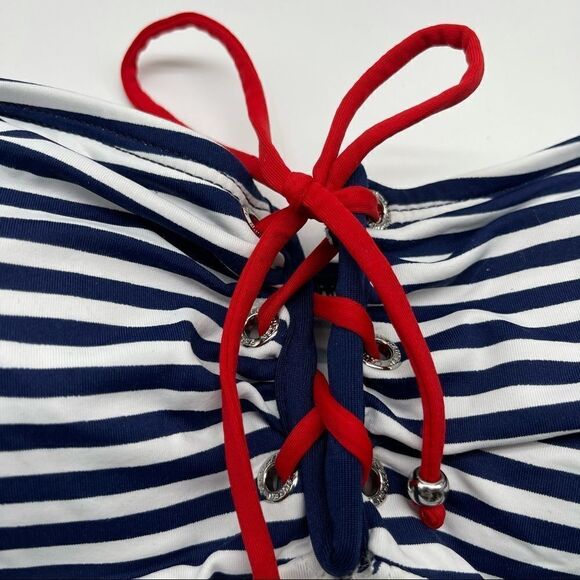 Ralph Lauren Stripe Bandeaukini W/ Removable Strap Size 14 - Picture 4 of 13